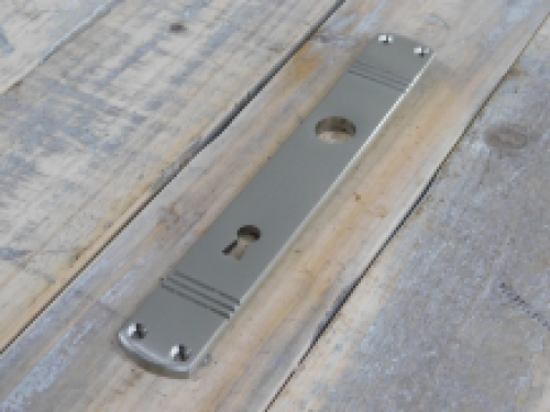 1 Long door plate 'Laudi' in nickel matt, 1930s style, room door lock suitable bb72.