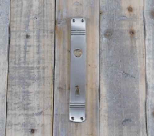 1 Long door plate 'Laudi' in nickel matt, 1930s style, room door lock suitable bb72.