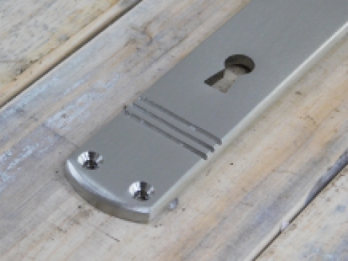 1 Long door plate 'Laudi' in nickel matt, 1930s style, room door lock suitable bb72.