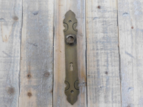 1 Long door plate ''cotten'' - brass patinated, room door lock suitable.