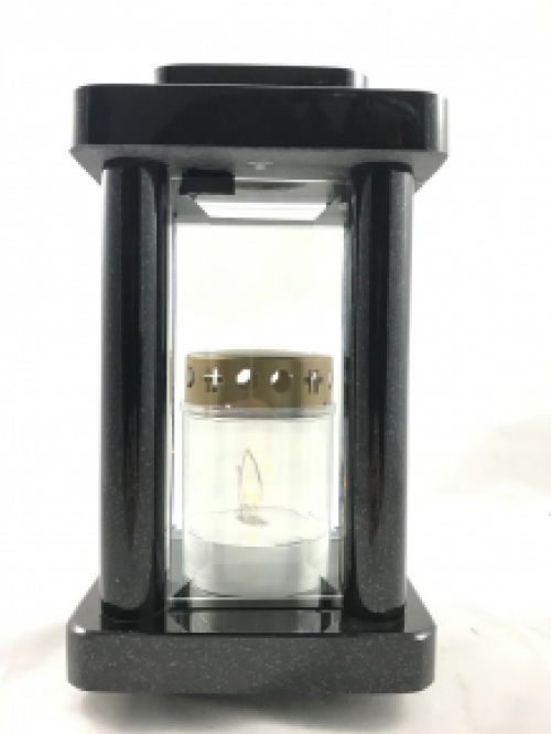 A grave lantern / tomb lamp, made entirely of granite, with faceted panes, beautiful sleek model
