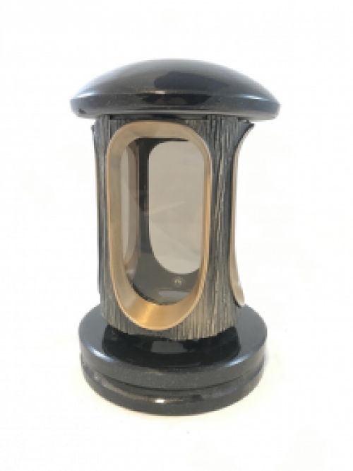 A lantern/grave lamp made entirely of granite with bronze fittings