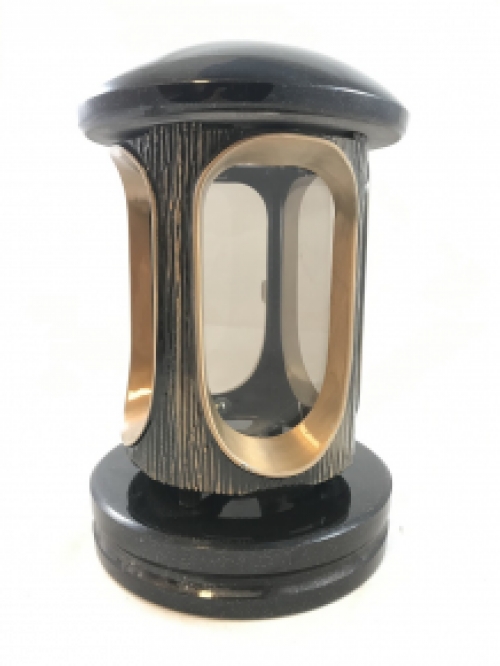 A lantern/grave lamp made entirely of granite with bronze fittings