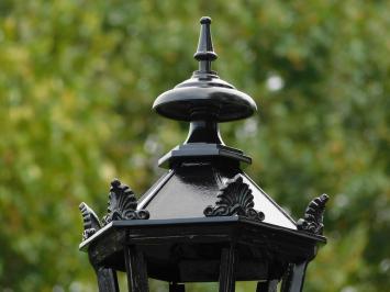 Klassischer Laternenpfahl XL mit 4 Lampenschirmen –  315 cm - Schwarz – Aluminium – Elegante Gartenlampe