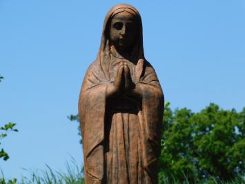 Statue of Mary on Pedestal – 128 cm – Solid Stone with Oxide Finish – Praying Mary