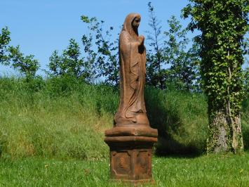 Statue of Mary on Pedestal – 128 cm – Solid Stone with Oxide Finish – Praying Mary