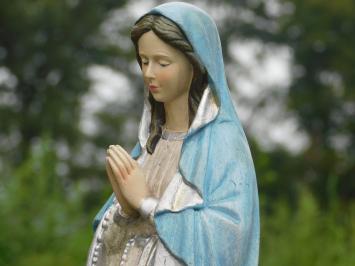 Statue Maria mit Rosenkranz - Polystone - In Farbe