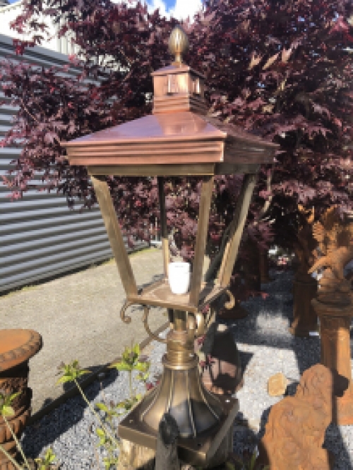 Lamp messing-koper XL op voet, geweldige uitstraling!!