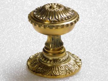 Fixed Door Knob with Flower Rosette - Polished Brass