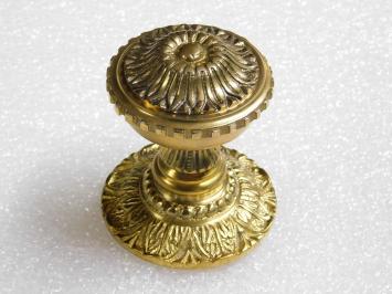 Fixed Door Knob with Flower Rosette - Polished Brass