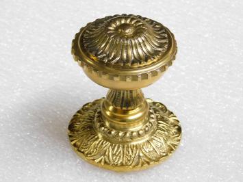 Fixed Door Knob with Flower Rosette - Polished Brass