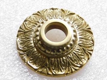 Fixed Door Knob with Flower Rosette - Polished Brass