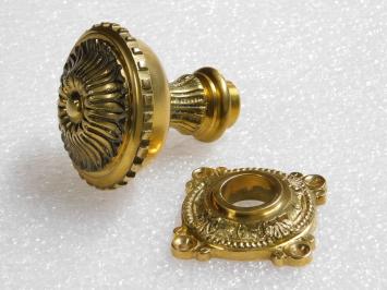Fixed Door Knob with Rosette - Polished Brass