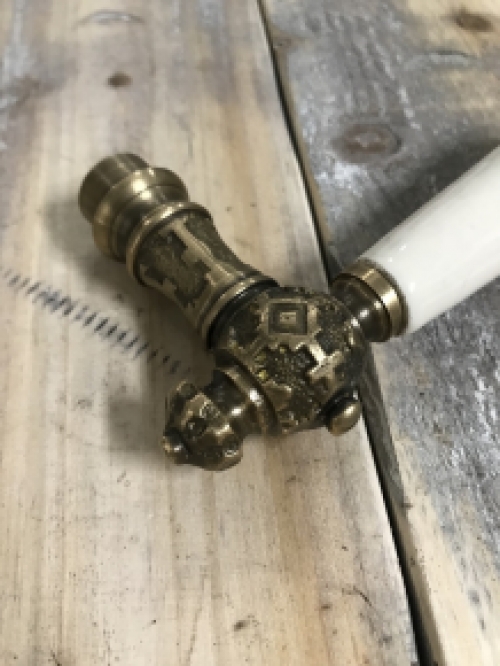 1 door handle brass with porcelain grip including mandrel