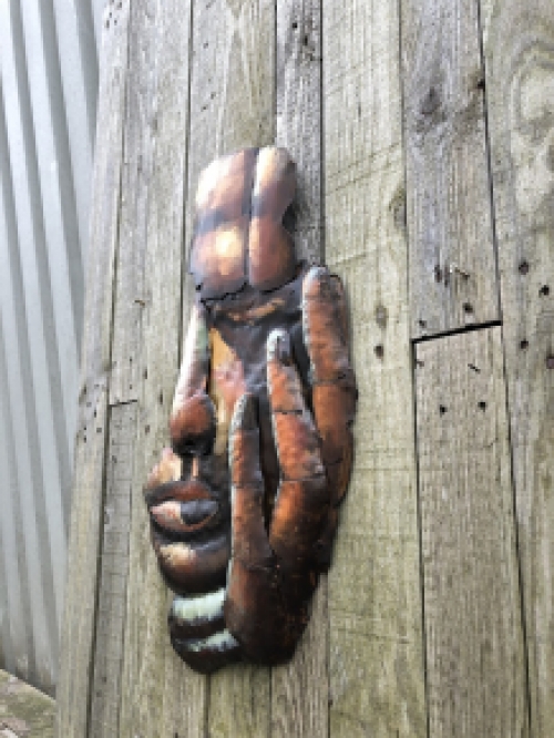 A beautiful wall ornament made of metal, ''face of man'', very decorative, super beautiful work of art!