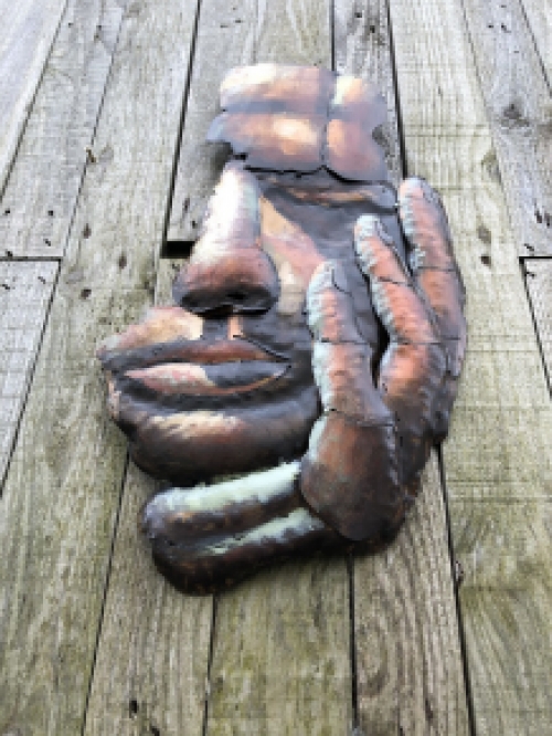 A beautiful wall ornament made of metal, ''face of man'', very decorative, super beautiful work of art!