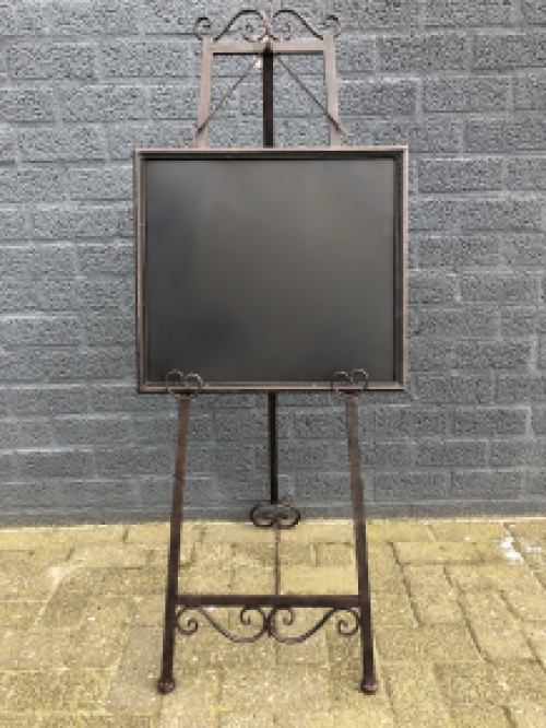 Advertising advertising sign metal on stand with blackboard flat, wrought iron