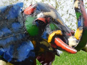 Handgefertigter Elefant mit erhobenem Rüssel – Metall – ca. 175 cm – Afrikanisches Design