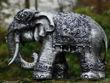 Olifant India - zilvergrijs met zwart - polystone