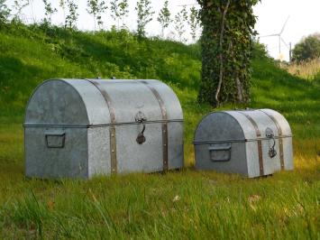 Set van 2 Vintage Opbergkisten - Metaal - Grijs