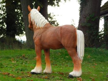 Beeld Paard Blond - 110 cm - Polystone