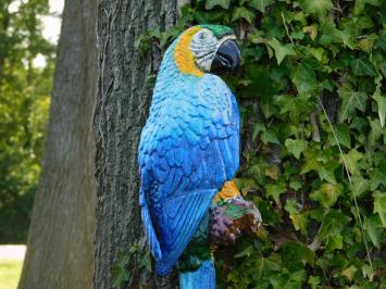 Blauer Papagei XL - Gusseisen - Bunte Wanddekoration