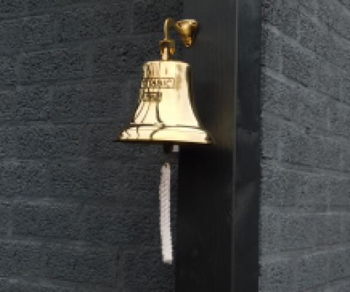 Bell ''Titanic 1912'' with rope, brass