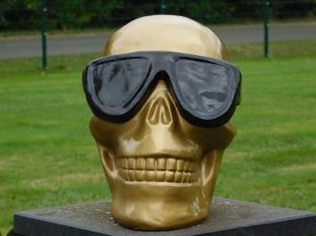 Statue Skull with Glasses - Gold - Polystone