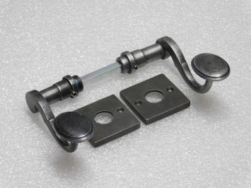 Hamilton Door Handle Set with Escutcheons - Galvanised Cast Iron