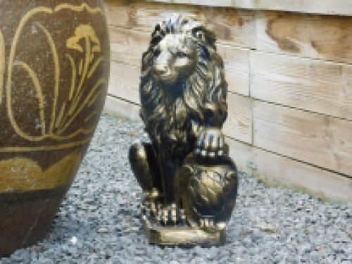 Satz mit 2 Löwen - schwarz/gold - Polystone