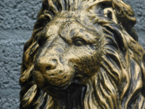 Satz mit 2 Löwen - schwarz/gold - Polystone