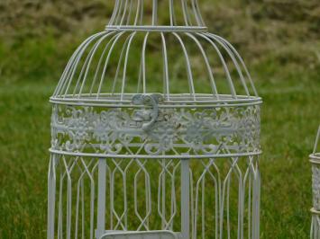 Set of 2 Bird Cages - Round - Vintage White