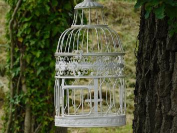 Set of 2 Bird Cages - Round - Vintage White