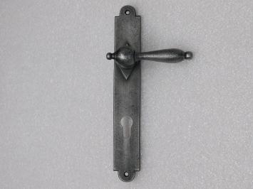 Door Hardware Set - Cambridge Handles + Prestige PC 92 Door Plates - Cast Iron, Galvanised