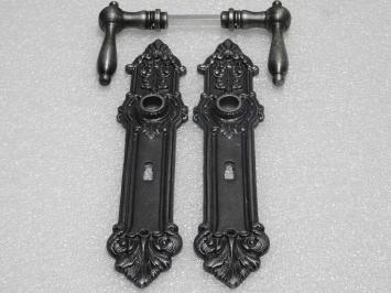 Türbeschlagset – Türgriffe Cambridge + Türplatten Heritage BB 72 – Gusseisen, verzinkt