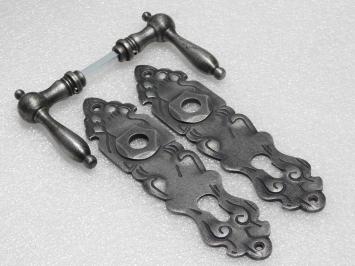 Türbeschlagset – Türgriffe Cambridge + Türschilder Royale PZ 92 – Gusseisen, verzinkt