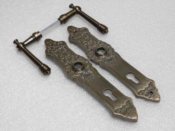 Set Deurbeslag Montel – Klinken + Deurplaten PZ 92 – Donker Gepatineerd Messing