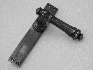 Door Fittings Set - Oxford Handles + Blanco BB 72 Door Plates - Cast Iron, Galvanised