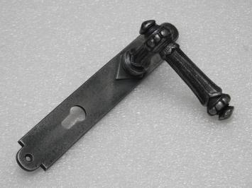 Door Hardware Set - Oxford Handles + Prestige PC 92 Door Plates - Cast Iron, Galvanised