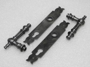 Door Fittings Set - Victoria Handles + Noble PC 92 Door Plates - Cast Iron, Galvanised