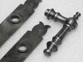 Door Fittings Set - Victoria Handles + Noble PC 92 Door Plates - Cast Iron, Galvanised