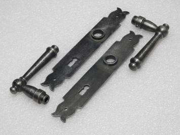 Door Hardware Set - Windsor Handles + Baron BB 72 Door Plates - Cast Iron, Galvanised