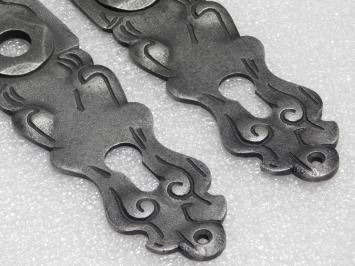 Door Fittings Set - Windsor Handles + Royale PC 92 Door Plates - Cast Iron, Galvanised