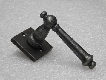 Door Hardware Set - York Door Handles + Handle Rosettes - Cast Iron, Galvanised