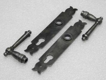 Set Deurbeslag - Klinken York + Deurplaten Noble PC 92 - Gietijzer Verzinkt