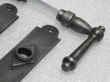 Door Fittings Set - York Handles + Prestige PC 92 Door Plates - Cast Iron, Galvanised