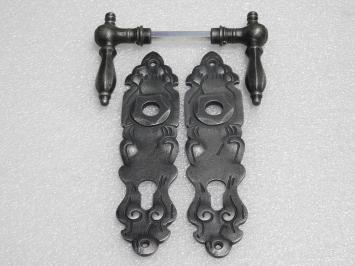 Set Deurbeslag - Klinken Kensington + Deurplaten Royale - Gietijzer Verzinkt