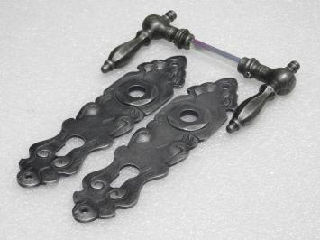 Set Deurbeslag - Klinken Kensington + Deurplaten Royale - Gietijzer Verzinkt