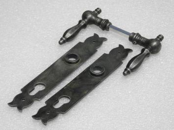 Set Deurbeslag - Klinken Kensington + Deurplaten Noble - Gietijzer Verzinkt