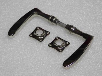Set Türgriffe mit quadratischen Rosetten – Poliertes Nickel